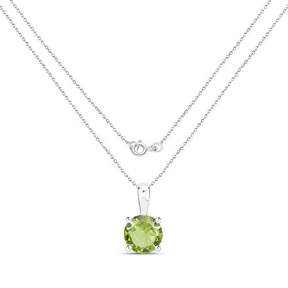 Sterling Silver 1.25 Carat Peridot Solitaire Pendant