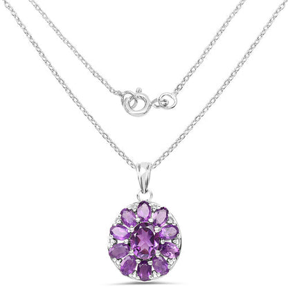 Sterling Silver Amethyst Floral Pendant