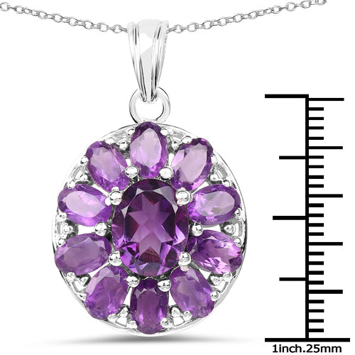 Sterling Silver Amethyst Floral Pendant