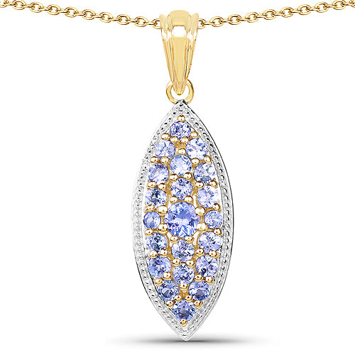 14K Yellow Gold Plated Sterling Silver Tanzanite Pendant