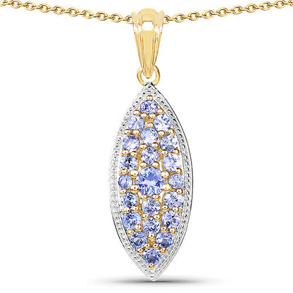 14K Yellow Gold Plated Sterling Silver Tanzanite Pendant
