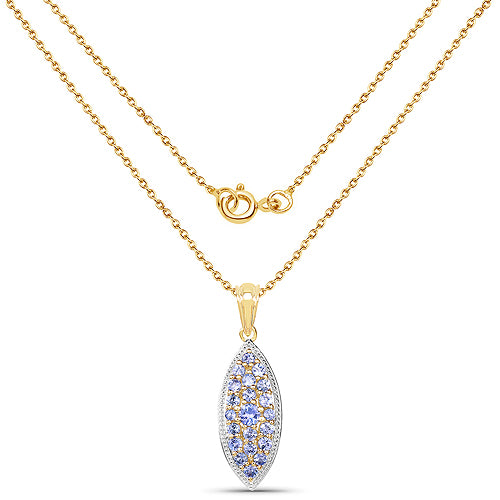 14K Yellow Gold Plated Sterling Silver Tanzanite Pendant