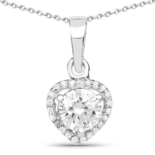 Sterling Silver 1.52 Carat White Cubic Zirconia Pendant