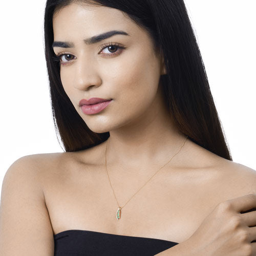 14K Yellow Gold Zambian Emerald and Diamond Graduated Pendant