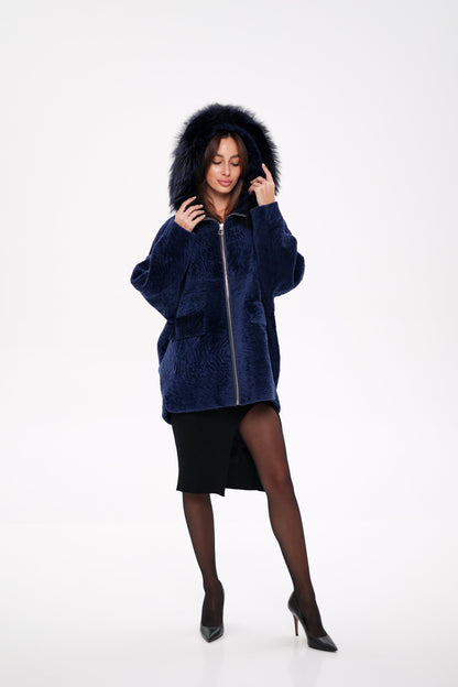 Shearling Silver Fox Trim Jacket