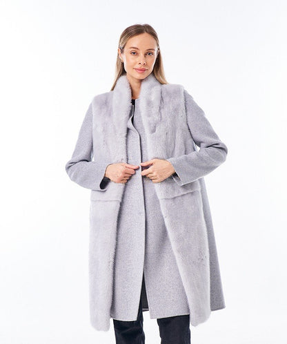 Mink Fur Virgin Wool Coat Plus Vest