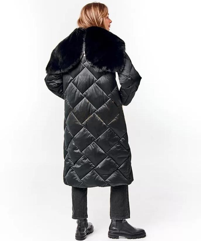 Polar Fox Fur Collar-Hood Down Winter Coat