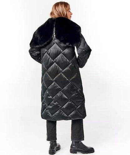 Polar Fox Fur Collar-Hood Down Winter Coat