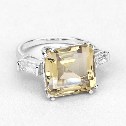 Sterling Silver Lemon Quartz and White Topaz Ring