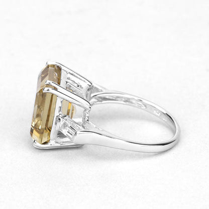 Sterling Silver Lemon Quartz and White Topaz Ring