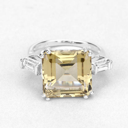 Sterling Silver Lemon Quartz and White Topaz Ring