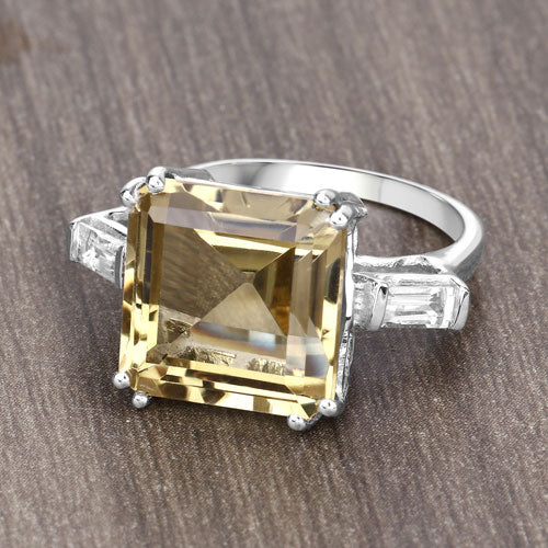 Sterling Silver Lemon Quartz and White Topaz Ring