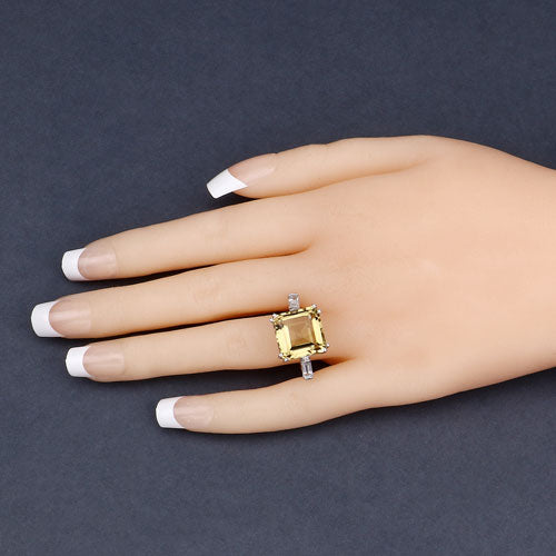 Sterling Silver Lemon Quartz and White Topaz Ring