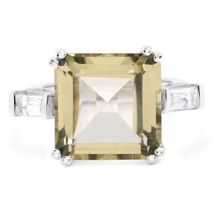 Sterling Silver Lemon Quartz and White Topaz Ring