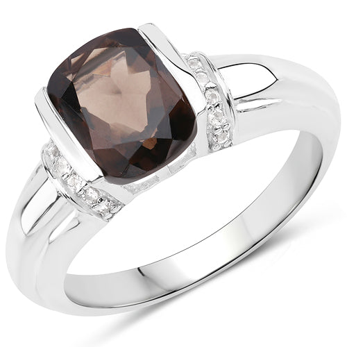 Sterling Silver Smoky Quartz and White Topaz Ring