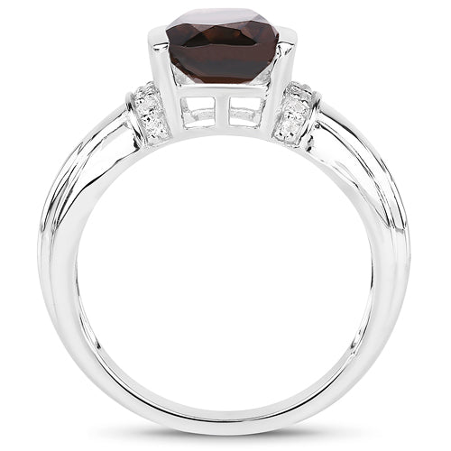 Sterling Silver Smoky Quartz and White Topaz Ring
