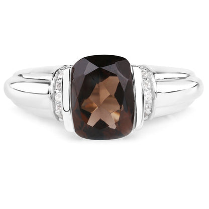 Sterling Silver Smoky Quartz and White Topaz Ring