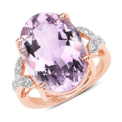Pink Amethyst and White Topaz Sterling Silver Ring