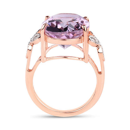 Pink Amethyst and White Topaz Sterling Silver Ring