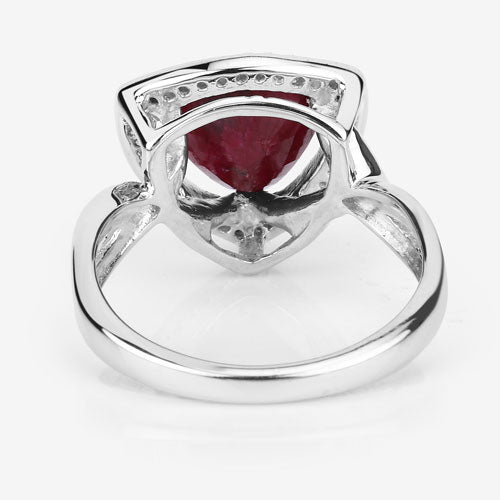 Sterling Silver Dyed Ruby and White Topaz Halo Ring