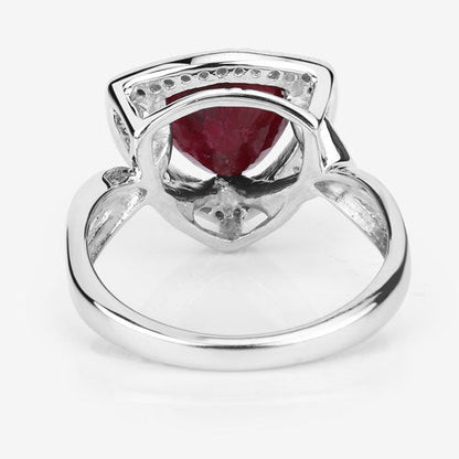 Sterling Silver Dyed Ruby and White Topaz Halo Ring