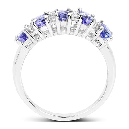 Tanzanite and White Topaz Sterling Silver Ring