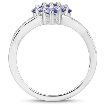 Sterling Silver Tanzanite and White Topaz Cluster Ring
