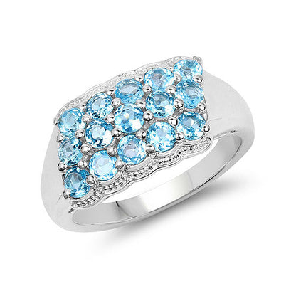 Sterling Silver Swiss Blue Topaz Cluster Ring
