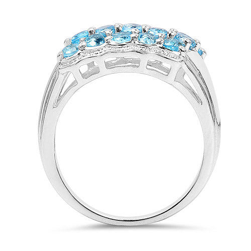 Sterling Silver Swiss Blue Topaz Cluster Ring