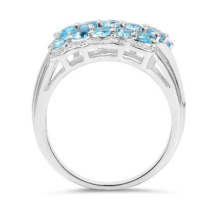 Sterling Silver Swiss Blue Topaz Cluster Ring