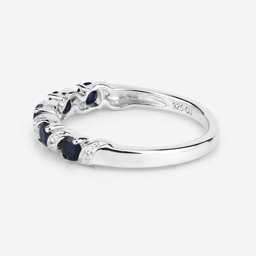 Sterling Silver Blue Sapphire and White Topaz Ring