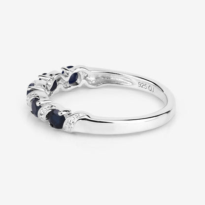 Sterling Silver Blue Sapphire and White Topaz Ring