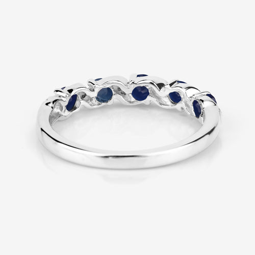 Sterling Silver Blue Sapphire and White Topaz Ring