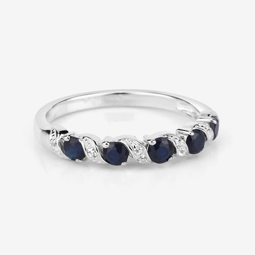Sterling Silver Blue Sapphire and White Topaz Ring