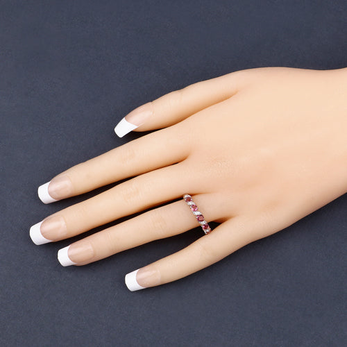 0.64 Carat Genuine Pink Tourmaline and White Topaz .925 Sterling Silver Ring