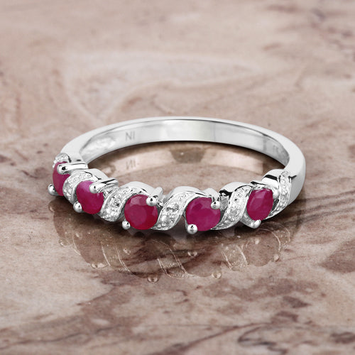 Sterling Silver Ruby and White Topaz Ring