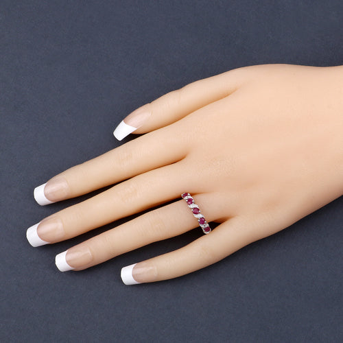 Sterling Silver Ruby and White Topaz Ring