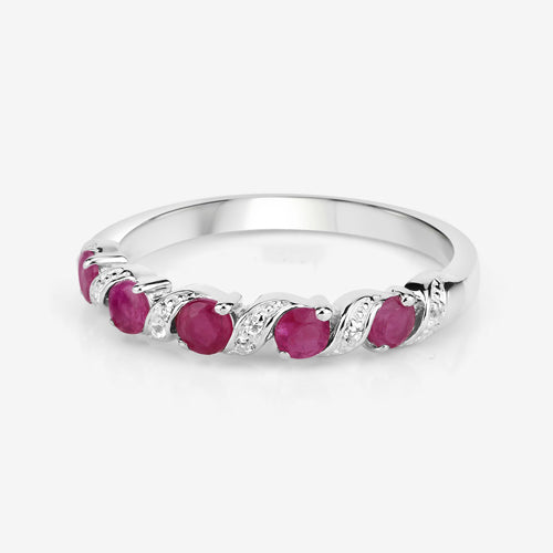 Sterling Silver Ruby and White Topaz Ring