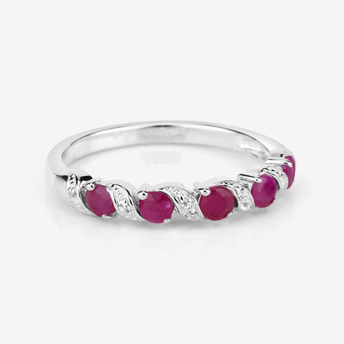 Sterling Silver Ruby and White Topaz Ring
