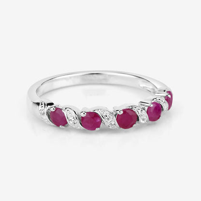 Sterling Silver Ruby and White Topaz Ring