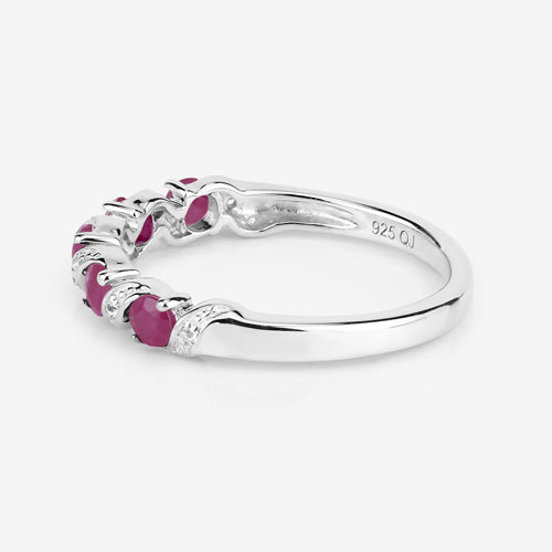 Sterling Silver Ruby and White Topaz Ring