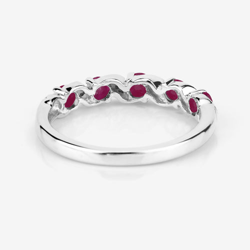 Sterling Silver Ruby and White Topaz Ring