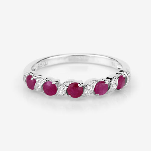 Sterling Silver Ruby and White Topaz Ring