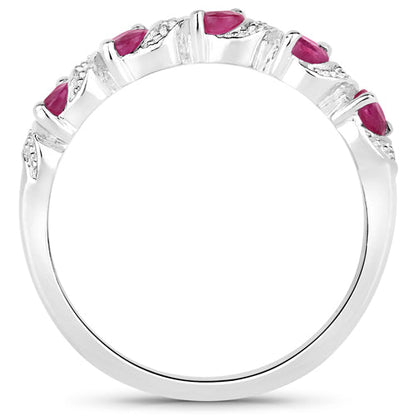 Sterling Silver Ruby and White Topaz Ring