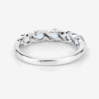 0.64 Carat Genuine Swiss Blue Topaz and White Topaz .925 Sterling Silver Ring