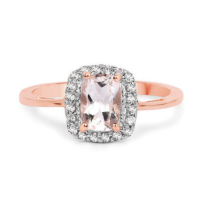 14K Rose Gold Plated Sterling Silver Morganite and White Topaz Ring