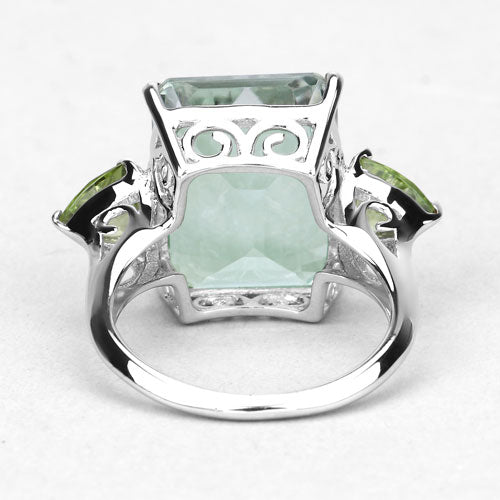 .925 Sterling Silver Green Amethyst and Peridot Ring