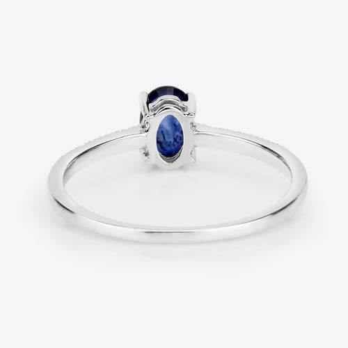 14K White Gold Blue Sapphire and Diamond Bridge Ring