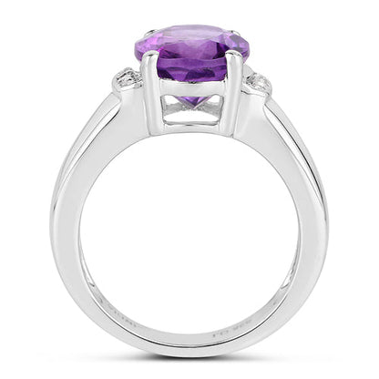 Amethyst and White Topaz Sterling Silver Ring