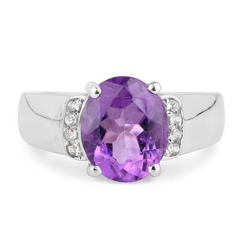 Amethyst and White Topaz Sterling Silver Ring